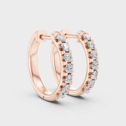Rose Gold Round Diamond Hoop Earrings 0.35 Ct Each Ethical Lab Grown Jewelry