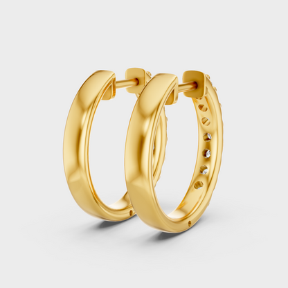 Yellow Gold Lab Grown Round Diamond Hoop Earrings 0.70 Ct Luxury Gift Jewelry