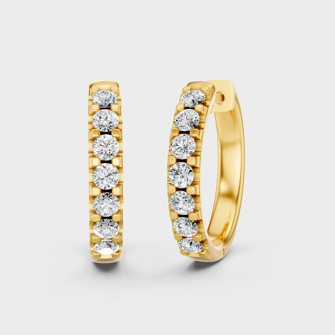 0.70 Ct Total Round Lab Grown Diamond Hoop Earrings In Yellow Gold Luxury Jewelry