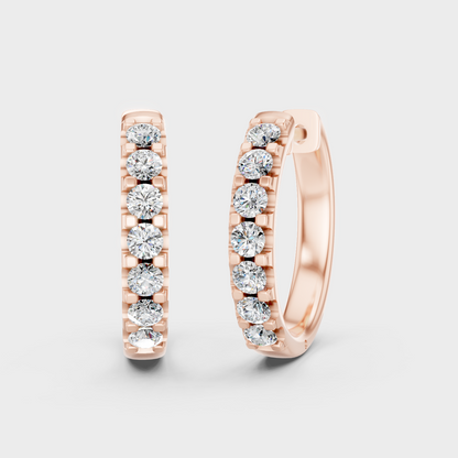 0.35 Ct Each Round Diamond Hoop Earrings Lab Grown In Rose Gold Elegant Style