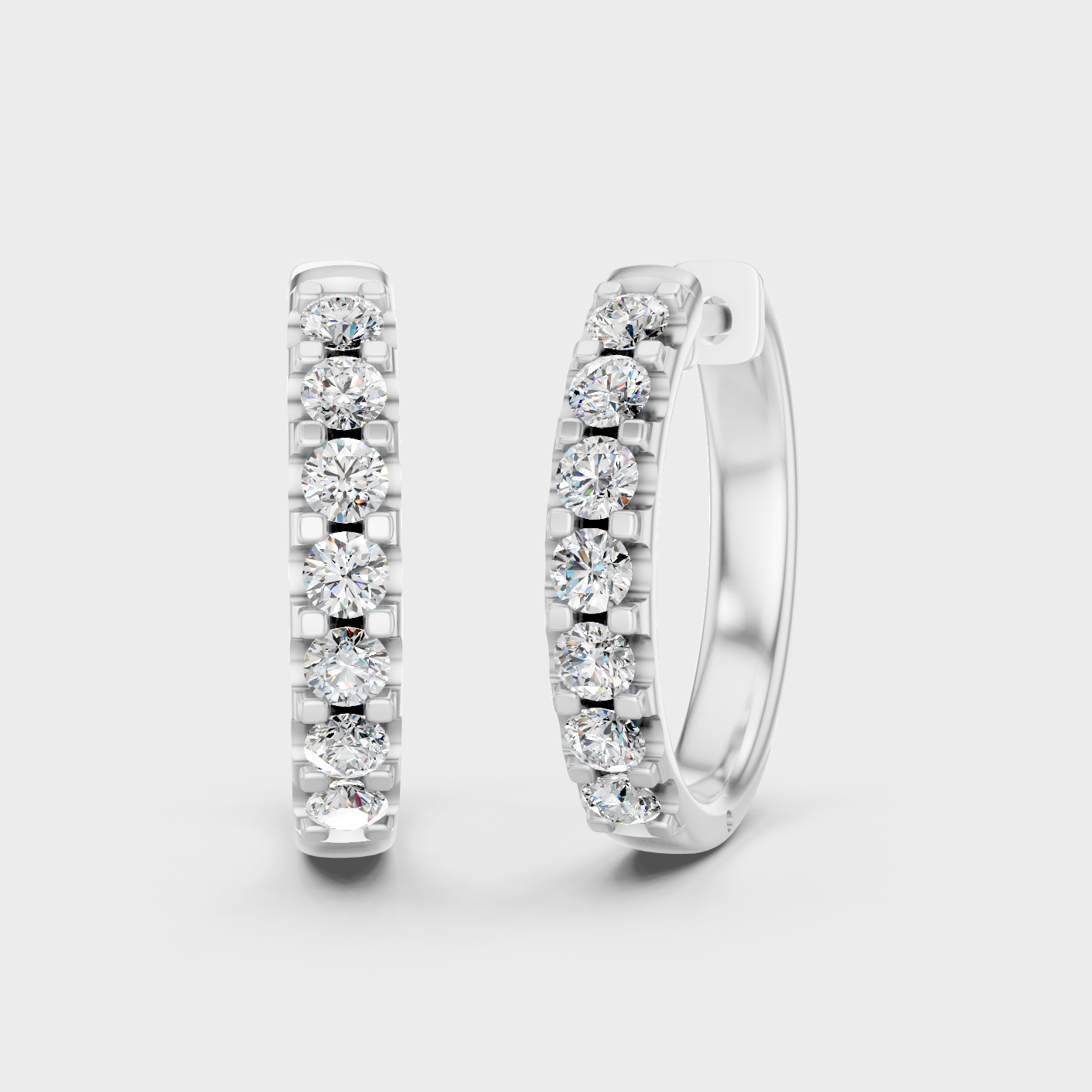 White Gold Round Diamond Hoop Earrings 0.70 Ct Modern Luxury Design