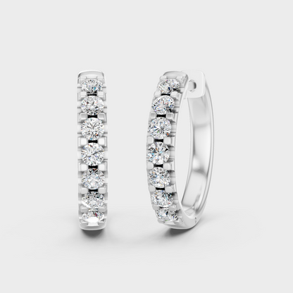 White Gold Round Diamond Hoop Earrings 0.70 Ct Modern Luxury Design