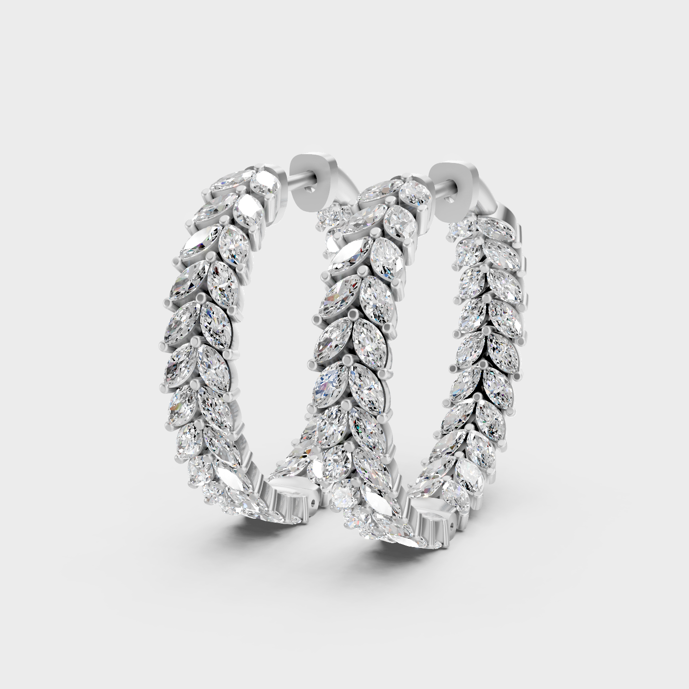 Platinum Marquise Diamond Hoop Earrings 7.04 Ct Ultimate Luxury Jewelry