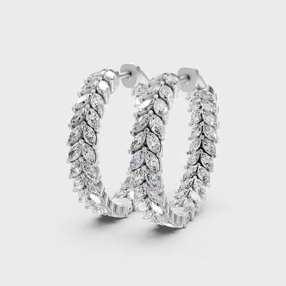 Platinum Marquise Diamond Hoop Earrings 7.04 Ct Ultimate Luxury Jewelry