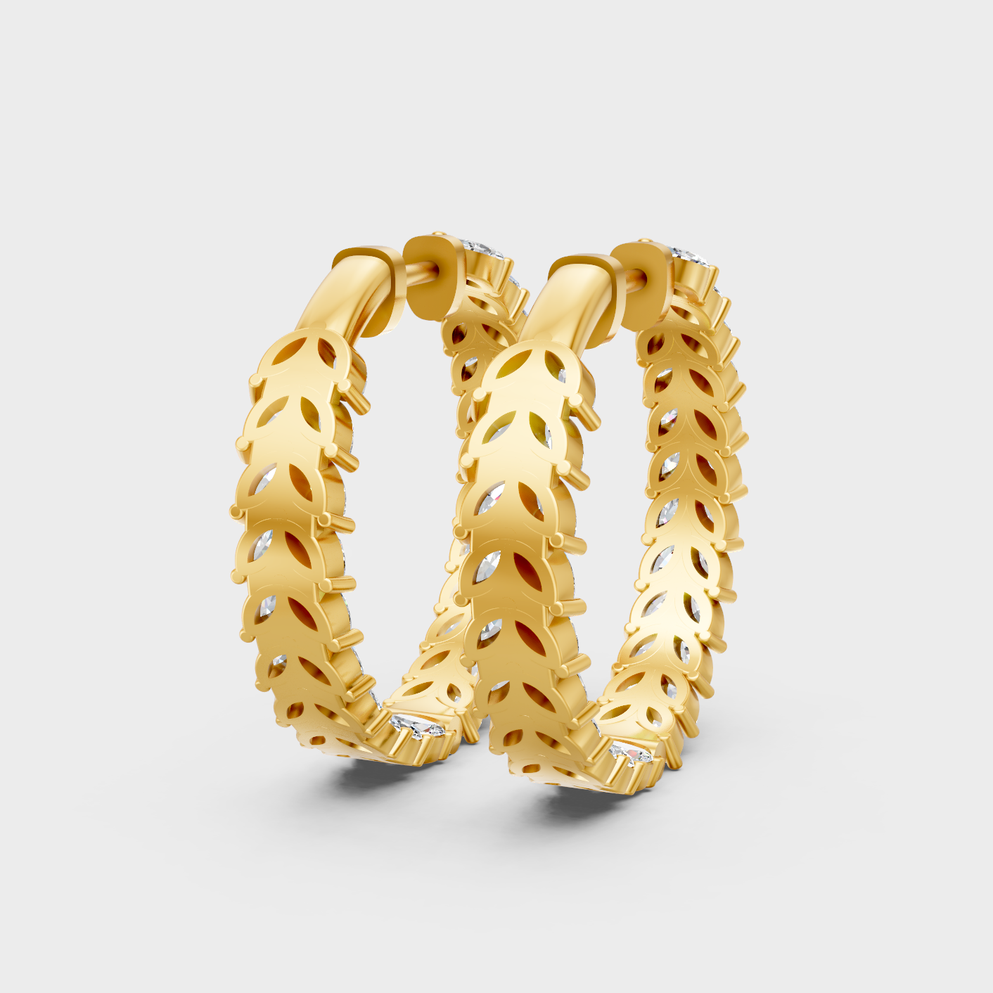 Yellow Gold Lab Grown Marquise Diamond Hoop Earrings 7.04 Ct Luxury Gift Jewelry