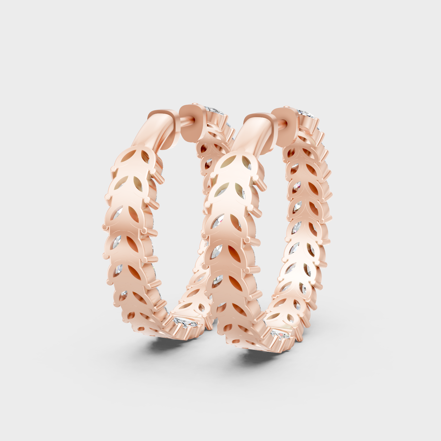 Rose Gold Marquise Diamond Hoop Earrings 7.04 Ct Ethical Sparkle Jewelry