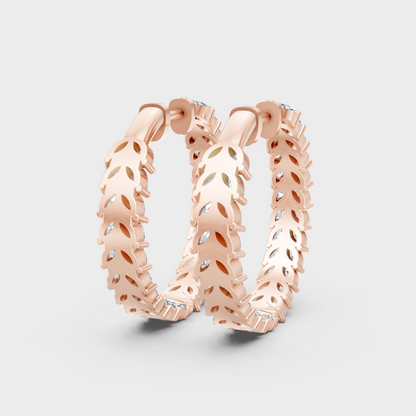 Rose Gold Marquise Diamond Hoop Earrings 7.04 Ct Ethical Sparkle Jewelry