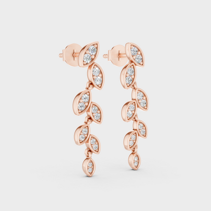 Rose Gold Round Diamond Drop Earrings 0.45 Ct Everyday Elegant Jewelry