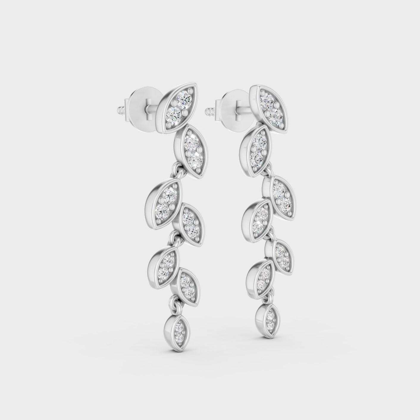 White Gold Classic Round Diamond Drop Earrings 0.45 Ct Fine Jewelry