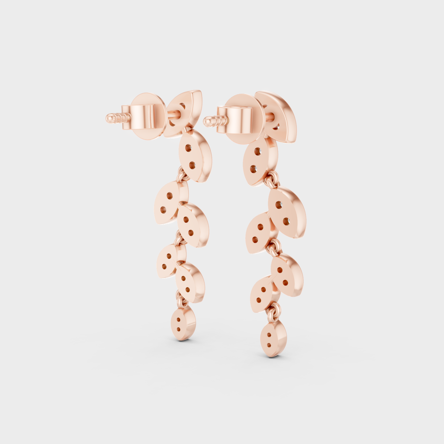 0.225 Ct Each Round Diamond Dangler Earrings Lab Grown In Rose Gold Minimal Luxury