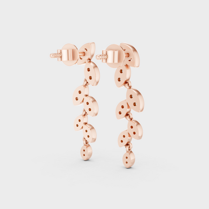 0.225 Ct Each Round Diamond Dangler Earrings Lab Grown In Rose Gold Minimal Luxury
