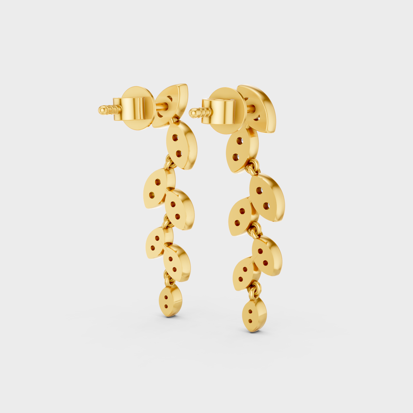Yellow Gold Lab Grown Round Diamond Drop Earrings 0.45 Ct Luxury Gift Jewelry