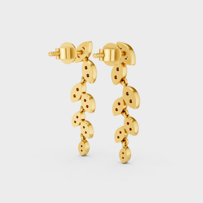 Yellow Gold Lab Grown Round Diamond Drop Earrings 0.45 Ct Luxury Gift Jewelry
