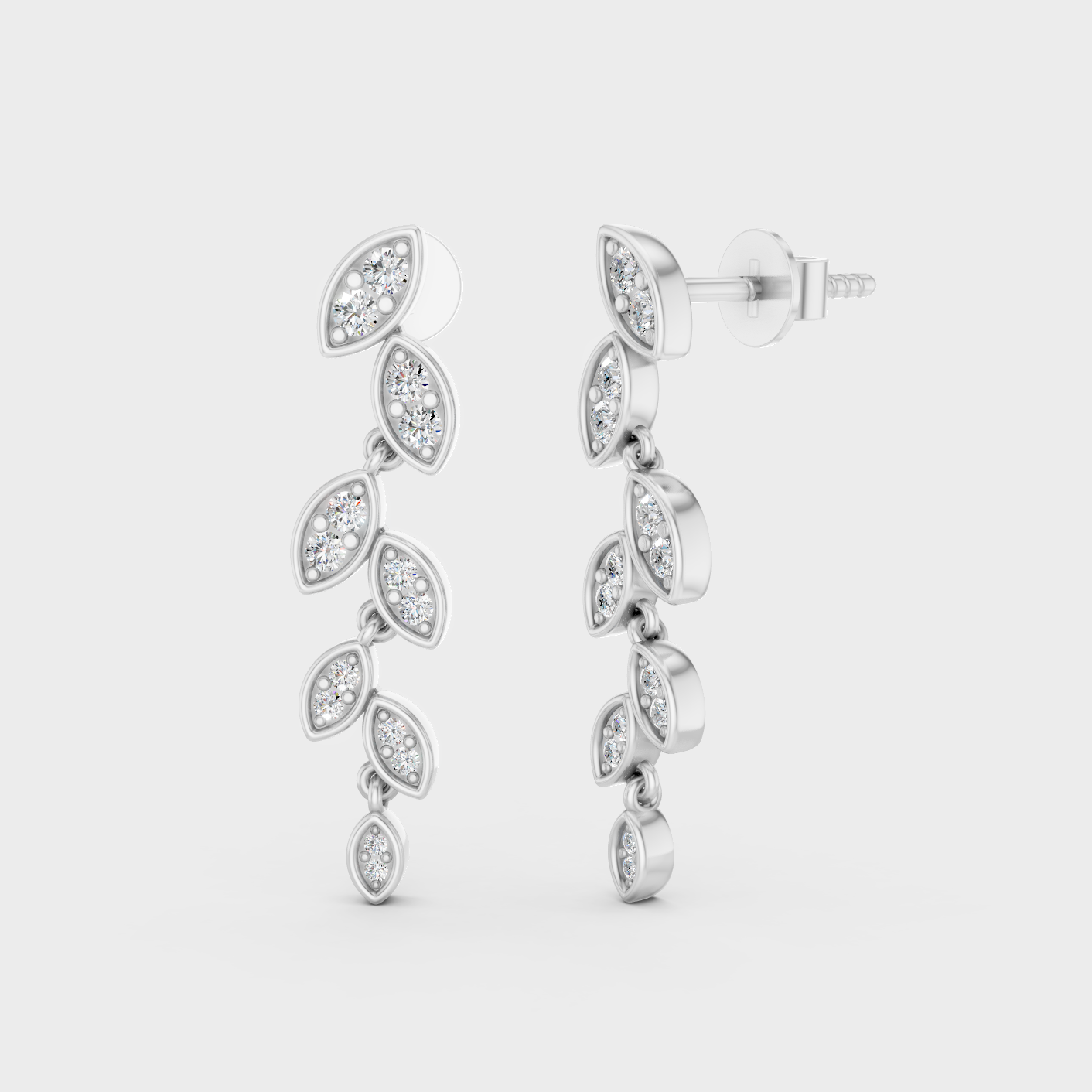 White Gold 0.45 Ct Lab Grown Round Diamond Drop Earrings GLI Certified Fine Jewelry