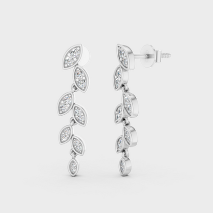 White Gold 0.45 Ct Lab Grown Round Diamond Drop Earrings GLI Certified Fine Jewelry