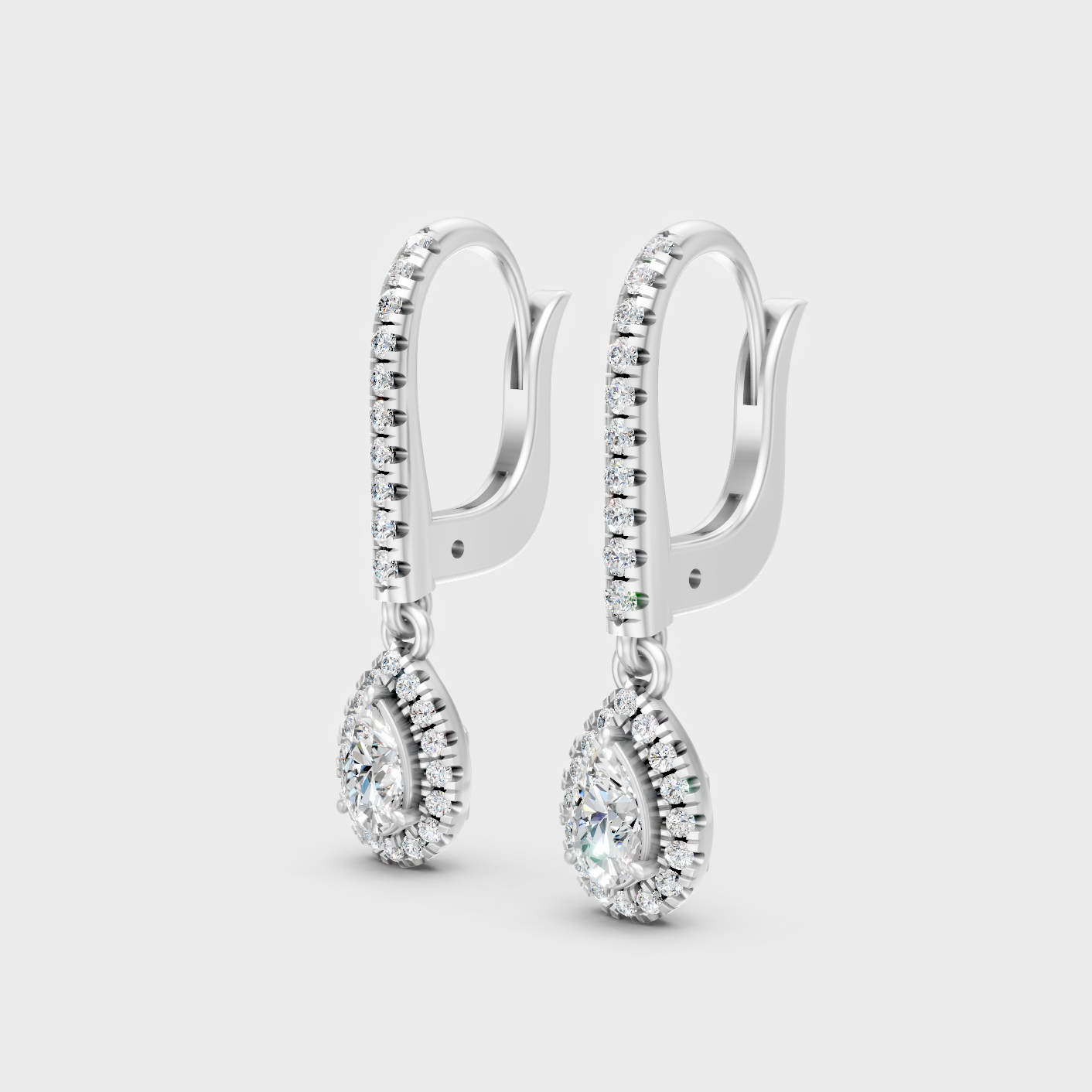 Platinum Round Pear Diamond Drop Earrings 0.83 Ct Premium Lab Grown Jewelry