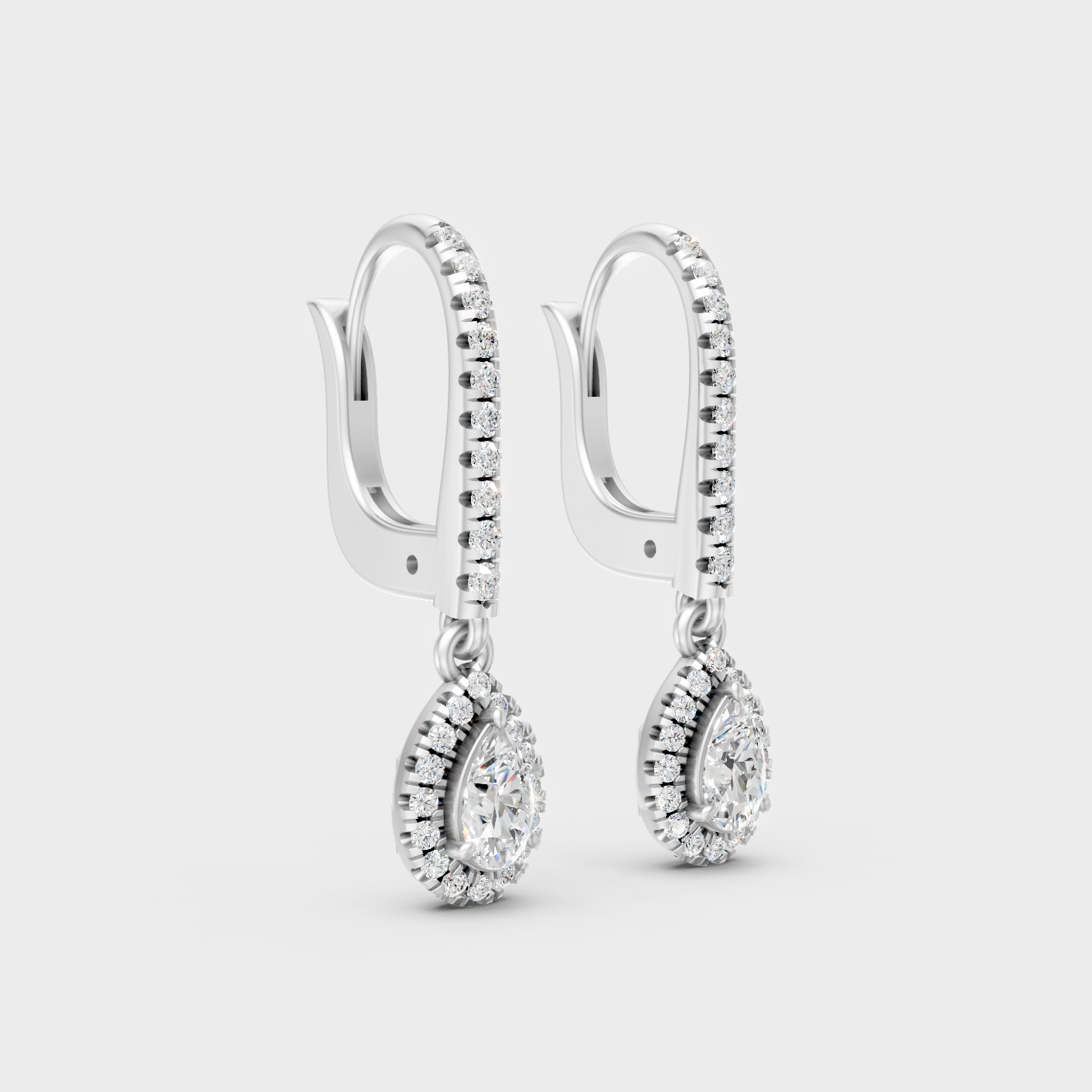 Platinum 950 Round Pear Diamond Drop Earrings 0.83 Ct Lab Grown Ethical Luxury