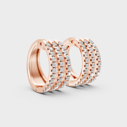 Rose Gold Round Diamond Hoop Earrings 0.99 Ct Each Ethical Lab Grown Jewelry