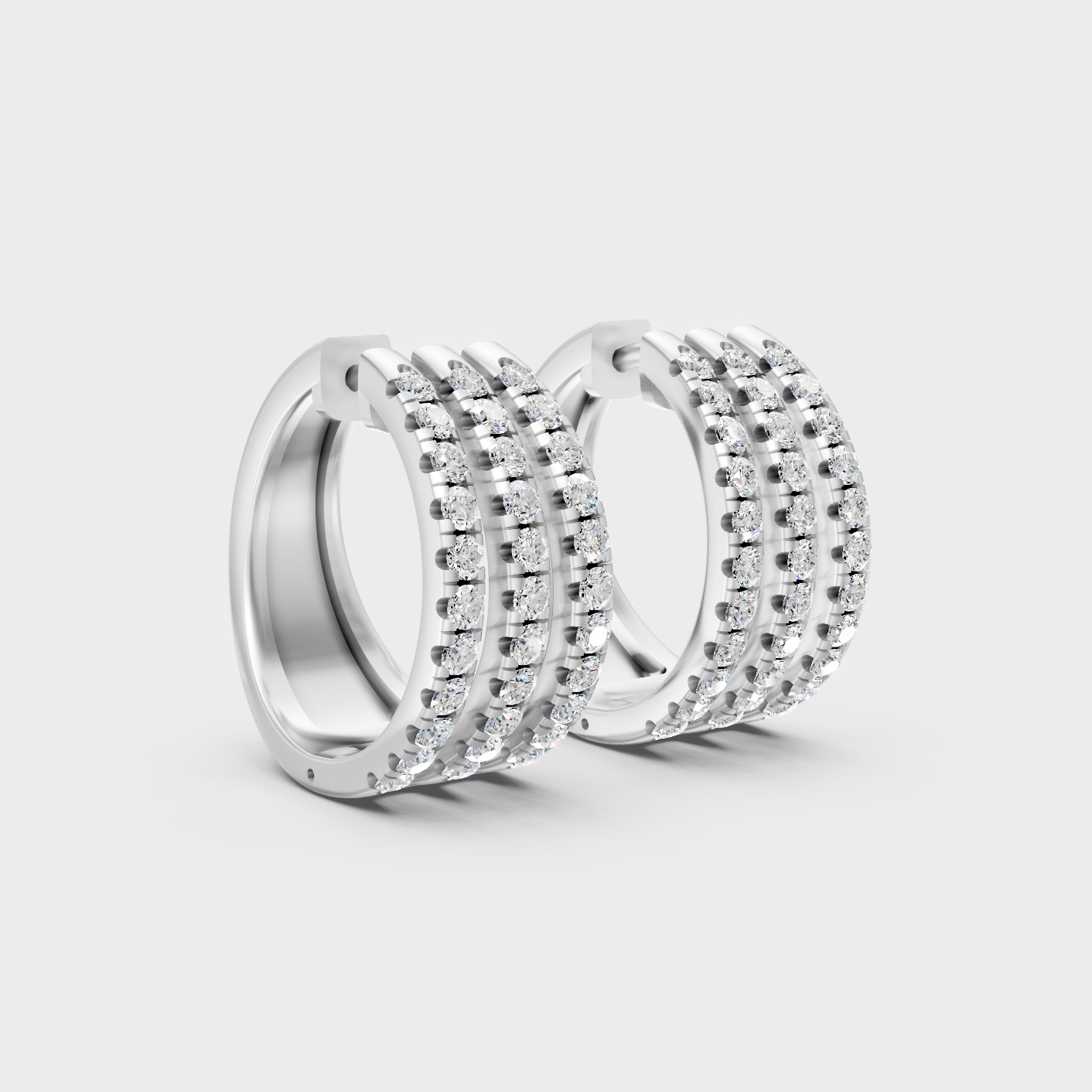 Platinum 950 Round Diamond Hoop Earrings 1.98 Ct Lab Grown Luxury Design