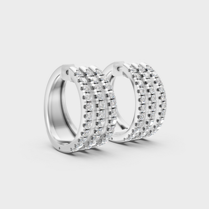 Platinum 950 Round Diamond Hoop Earrings 1.98 Ct Lab Grown Luxury Design