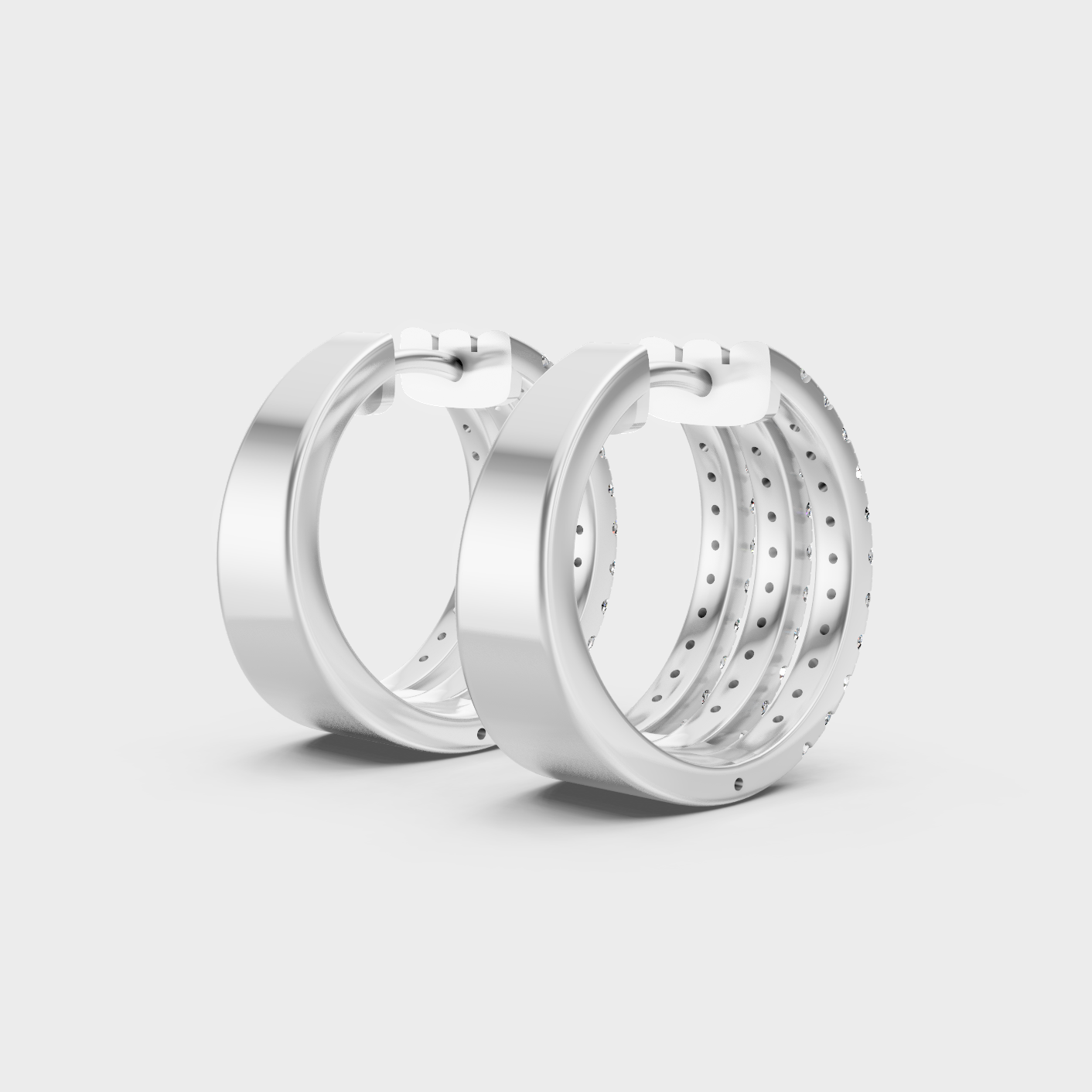 White Gold Classic Round Diamond Hoop Earrings 1.98 Ct Fine Jewelry