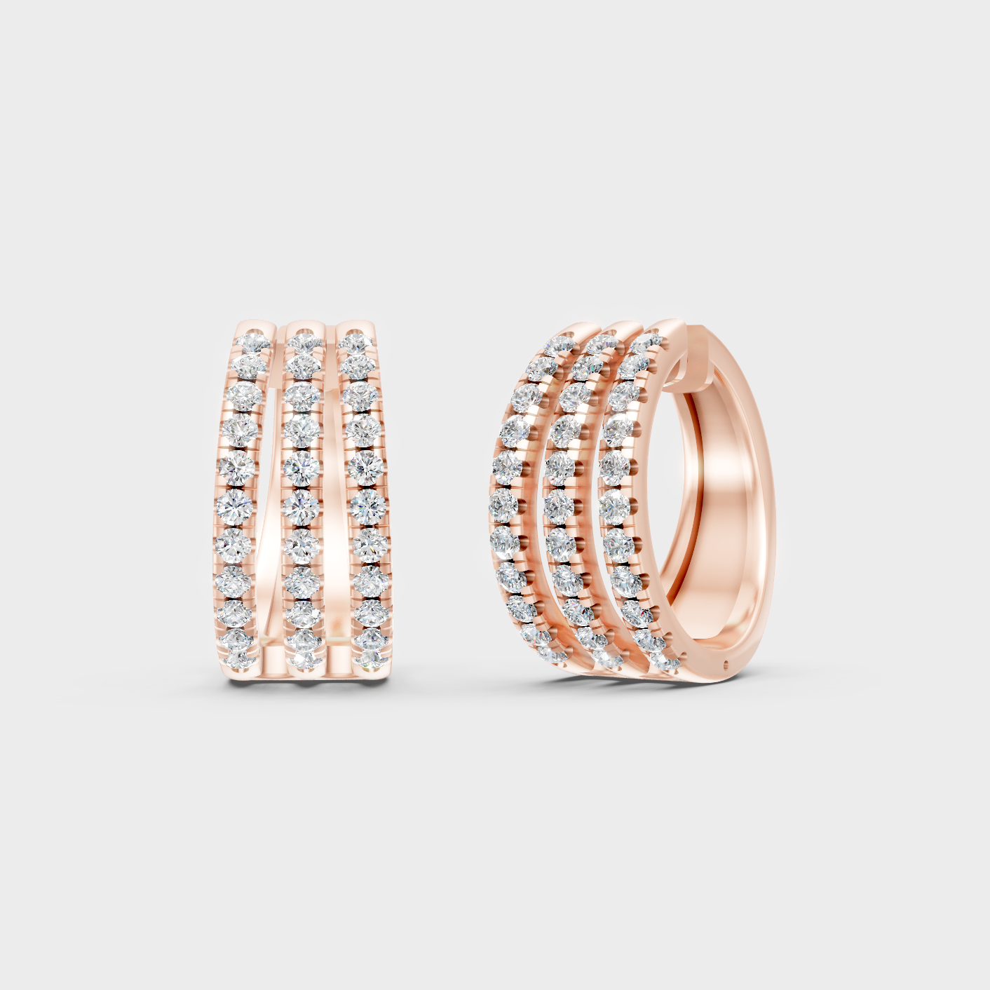 0.99 Ct Each Round Diamond Hoop Earrings Lab Grown In Rose Gold Elegant Style