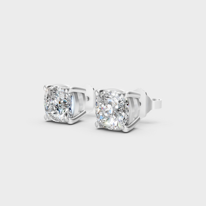 Platinum Cushion Diamond Stud Earrings 2 To 10 Ct Premium Lab Grown Jewelry
