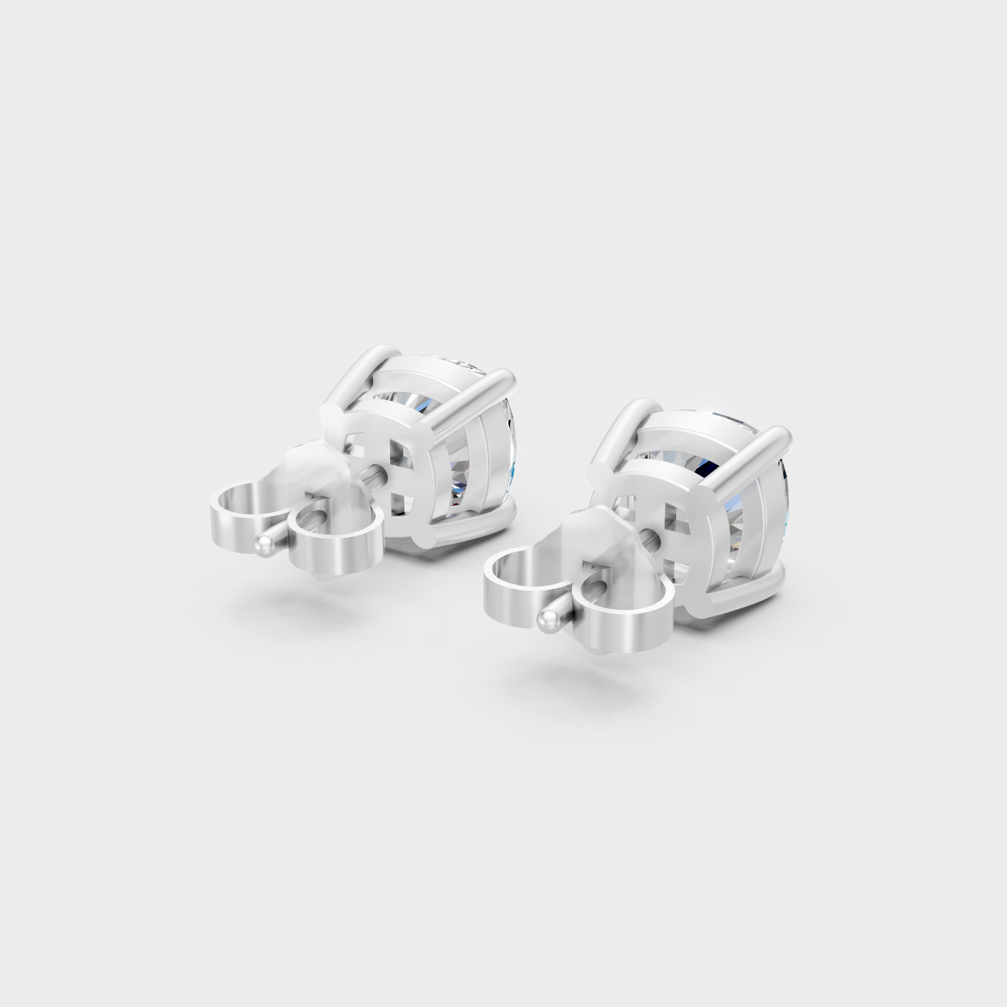 White Gold Classic Cushion Diamond Stud Earrings 2 To 10 Ct Fine Jewelry