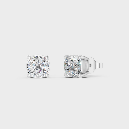 White Gold Cushion Cut Lab Grown Diamond Stud Earrings 2 To 10 Ct IGI Certified Jewelry