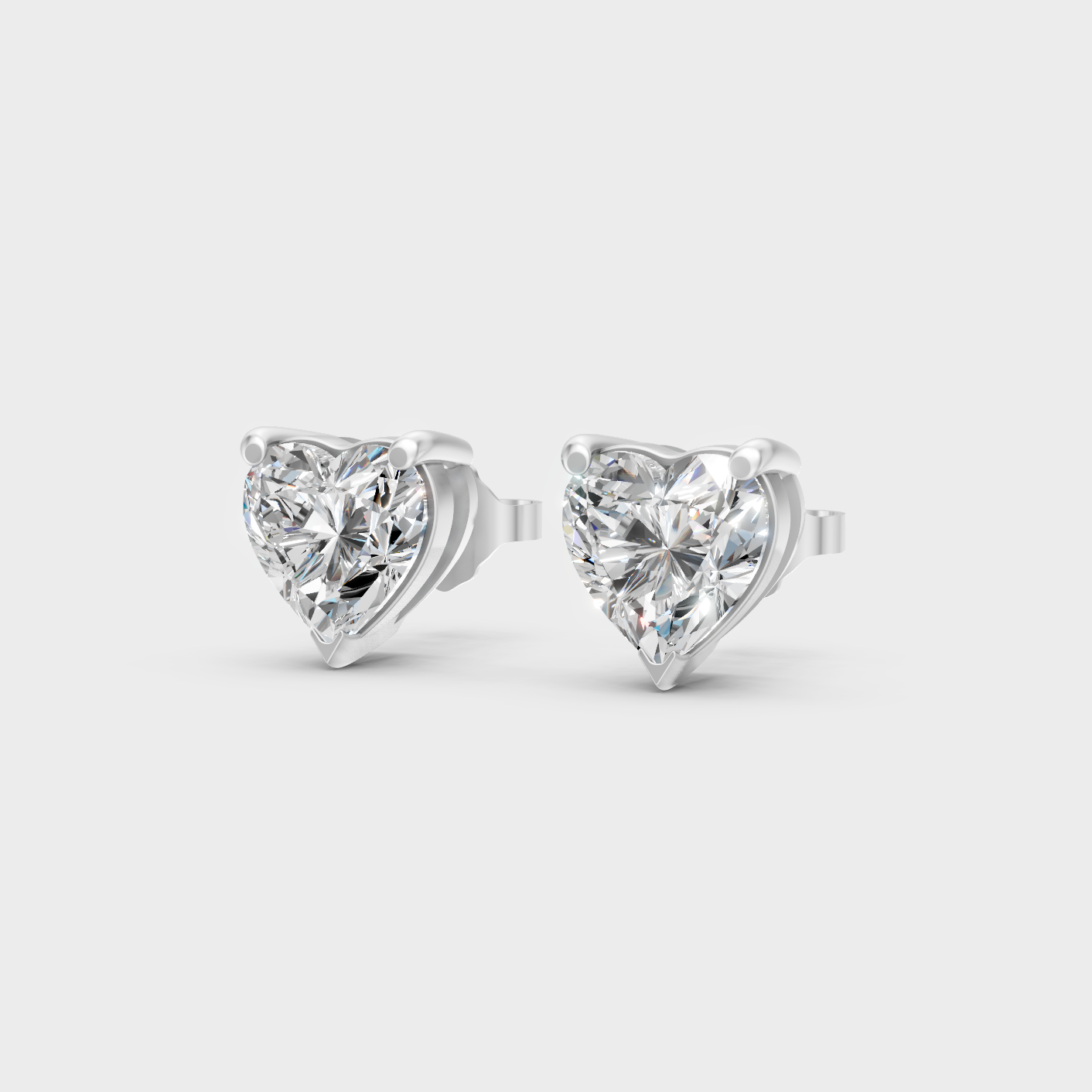 White Gold Heart Diamond Earrings 2 To 10 Ct Lab Grown Timeless Style