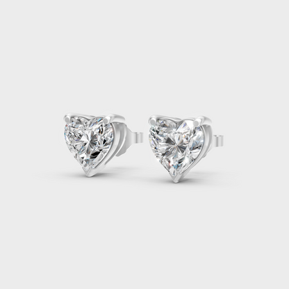 White Gold Heart Diamond Earrings 2 To 10 Ct Lab Grown Timeless Style