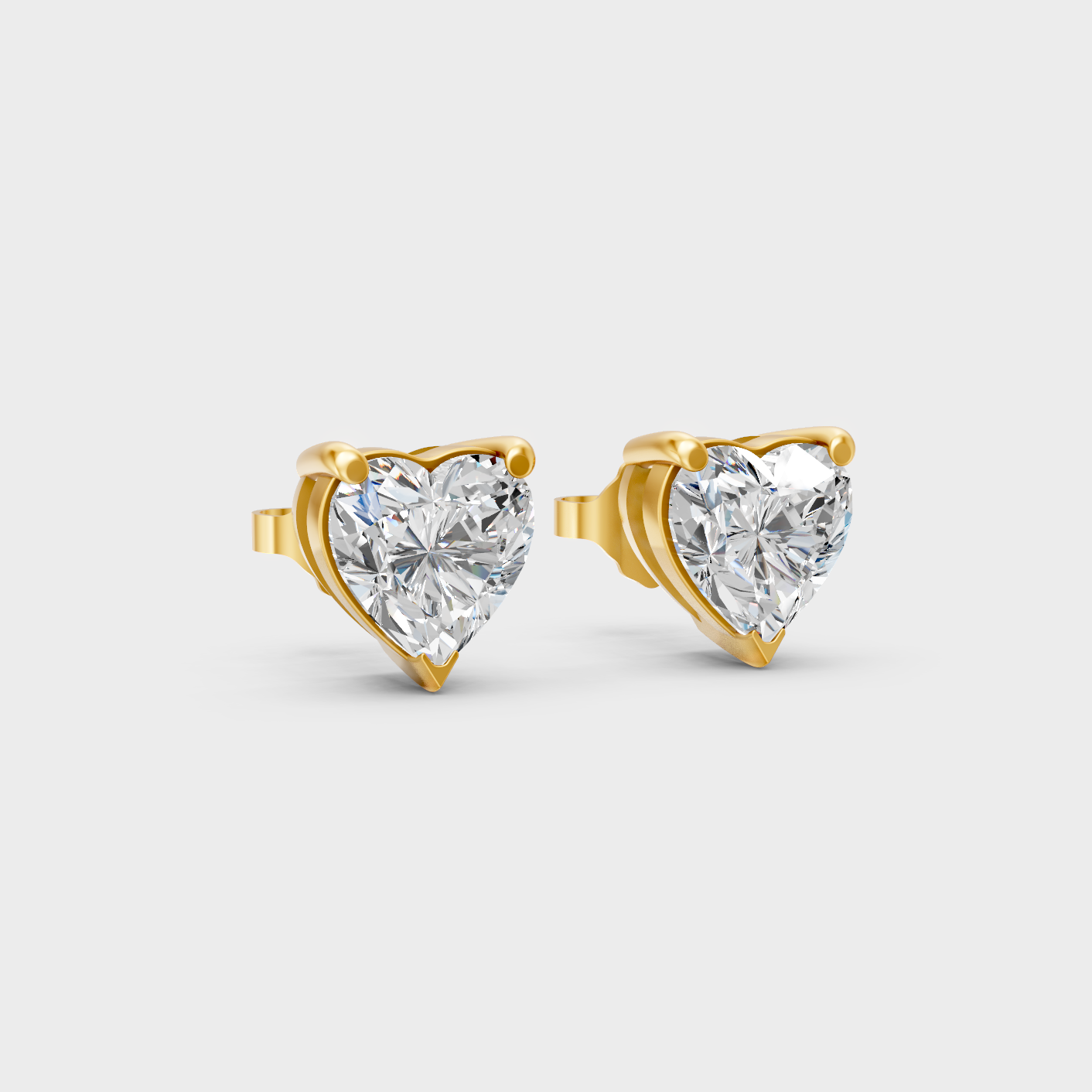 Yellow Gold Heart Cut Diamond Earrings 2 To 10 Ct Lab Created Brilliant Sparkle