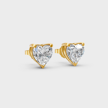 Yellow Gold Heart Cut Diamond Earrings 2 To 10 Ct Lab Created Brilliant Sparkle