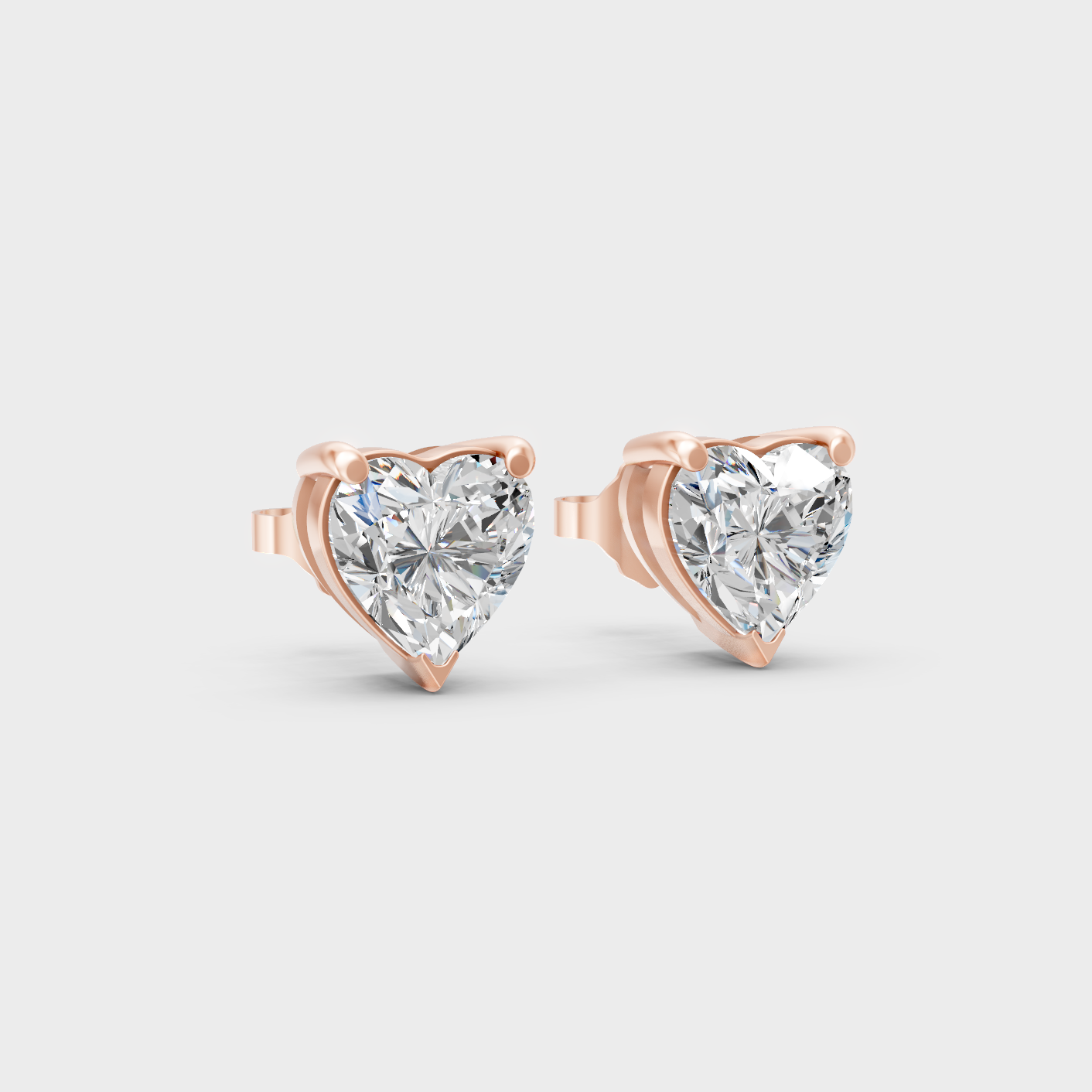 Rose Gold Heart Diamond Earrings 1 To 5 Ct Each Ethical Lab Grown Jewelry