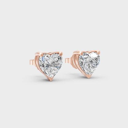 Rose Gold Heart Diamond Earrings 1 To 5 Ct Each Ethical Lab Grown Jewelry
