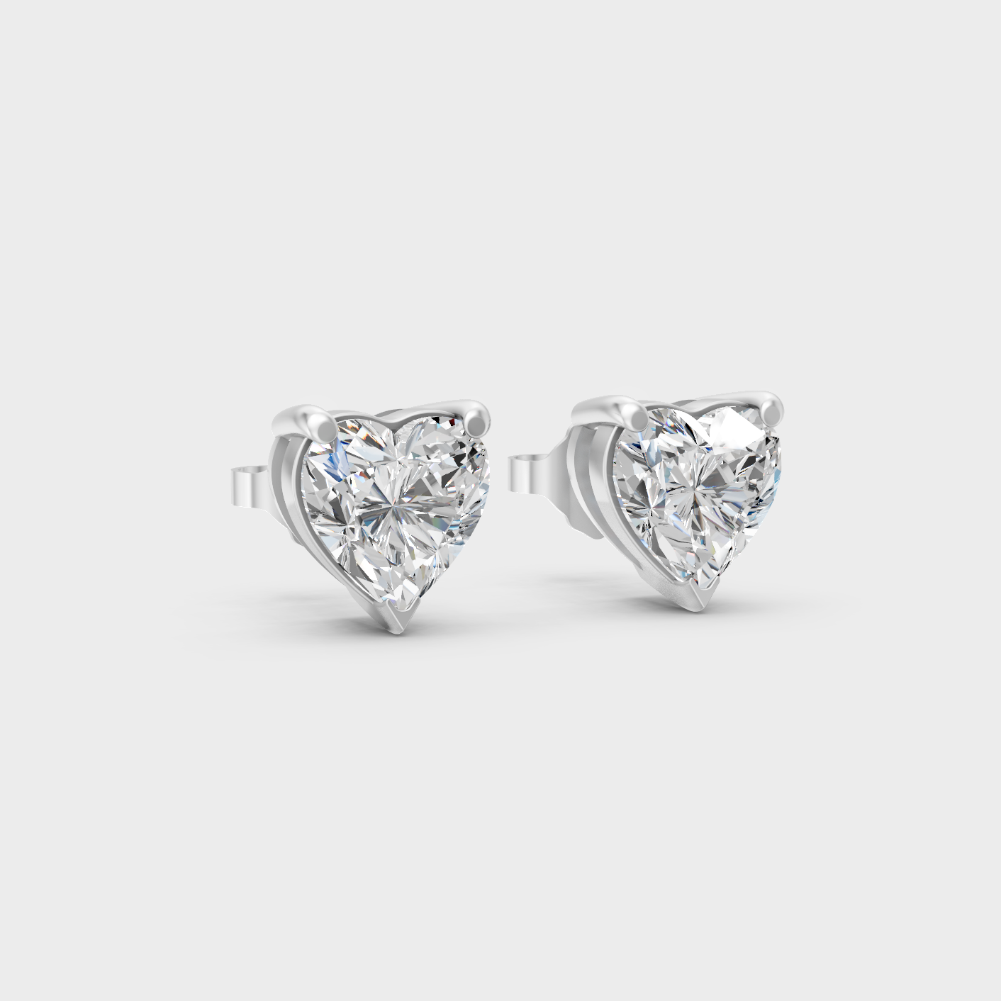 White Gold Heart Diamond Earrings 2 To 10 Ct Modern Luxury Design