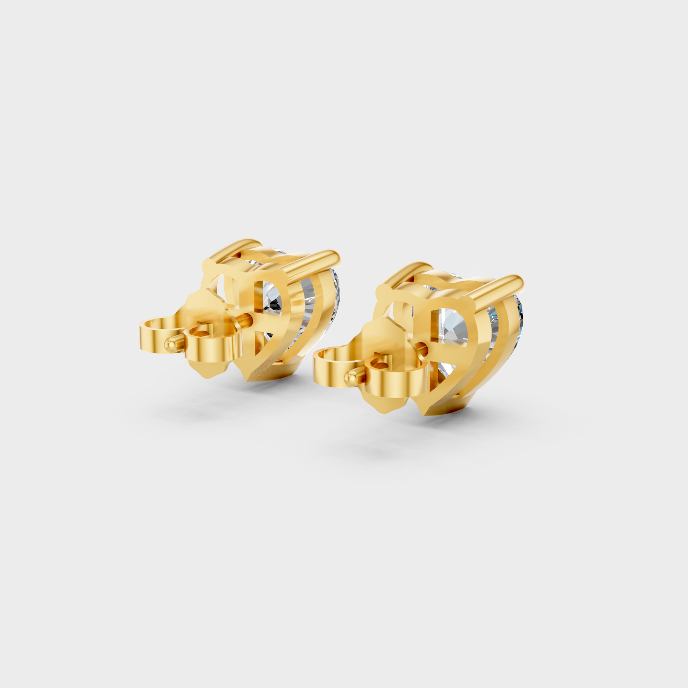 Yellow Gold Lab Grown Heart Diamond Earrings 2 To 10 Ct Luxury Gift Jewelry