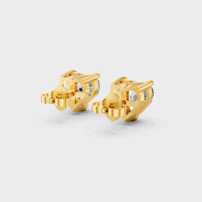 Yellow Gold Lab Grown Heart Diamond Earrings 2 To 10 Ct Luxury Gift Jewelry