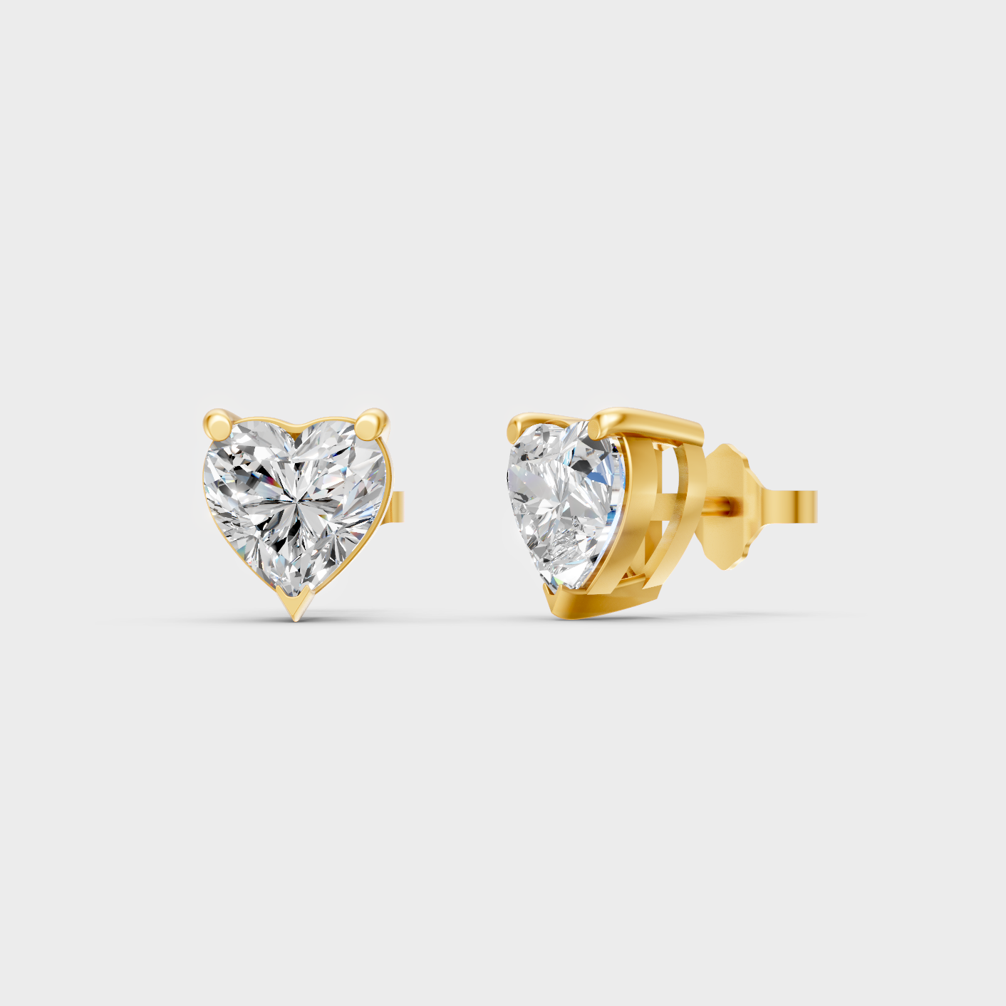 2 To 10 Ct Heart Cut Lab Grown Diamond Earrings In Yellow Gold Romantic Luxury Jewelry
