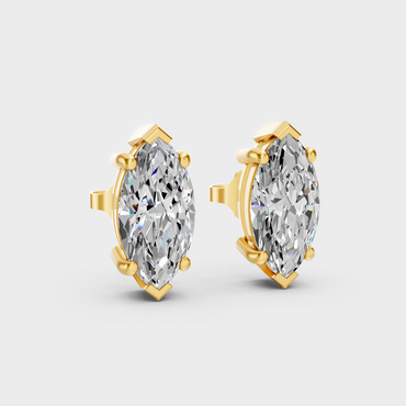 Yellow Gold Marquise Cut Diamond Earrings 3.00 Ct Lab Created Brilliant Sparkle