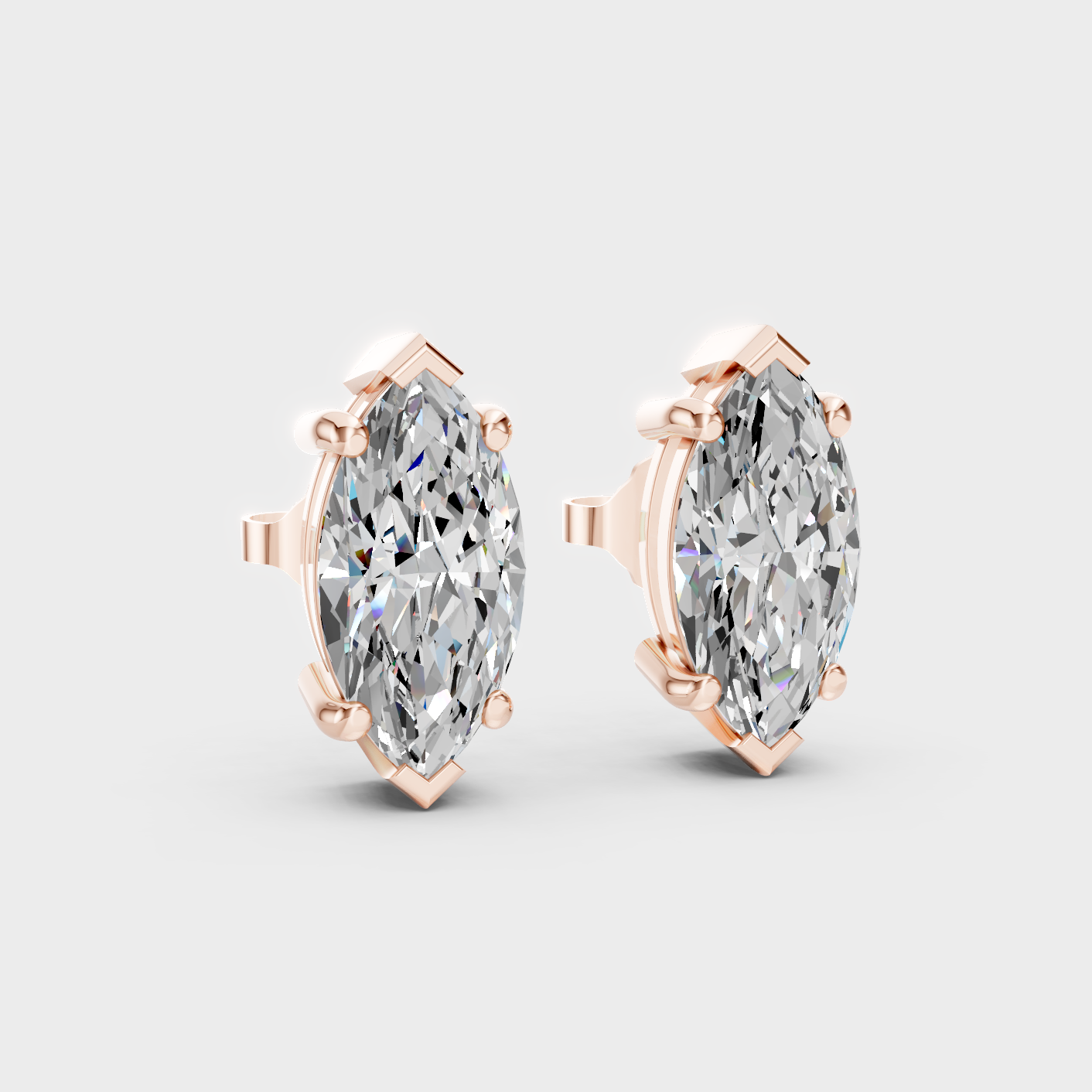 Rose Gold Marquise Diamond Earrings 1.50 Ct Each Ethical Lab Grown Jewelry