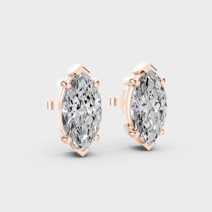 Rose Gold Marquise Diamond Earrings 1.50 Ct Each Ethical Lab Grown Jewelry