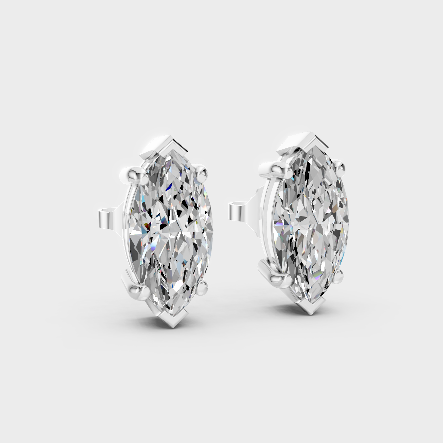 Platinum 950 Marquise Diamond Earrings 3.00 Ct Lab Grown Luxury Design