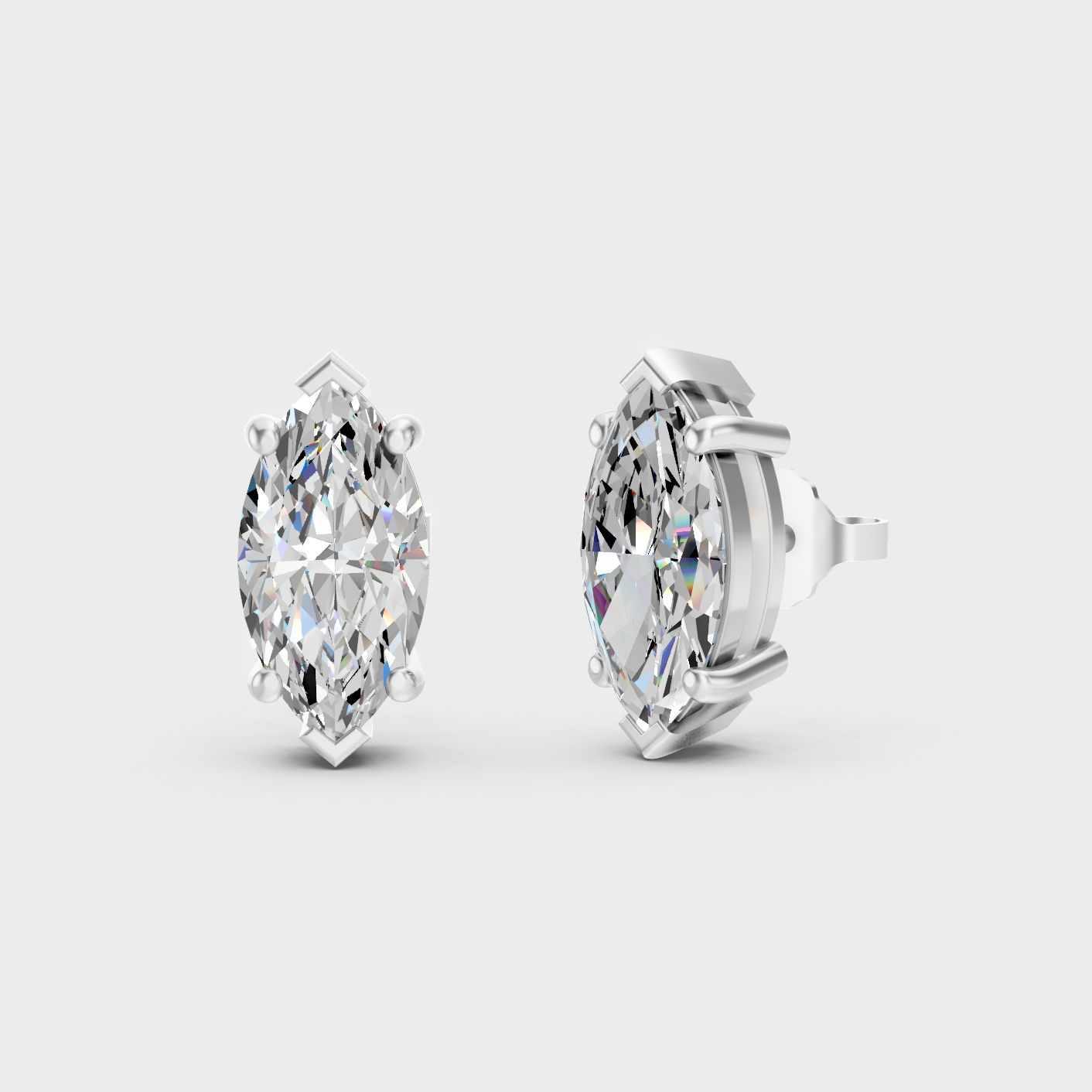 White Gold 3.00 Ct Lab Grown Marquise Diamond Earrings Certified Fine Jewelry