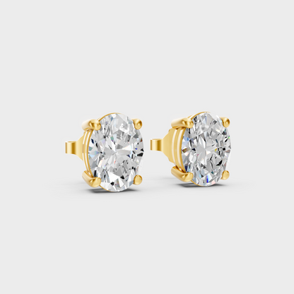 Yellow Gold Oval Cut Diamond Earrings 2 To 10 Ct Lab Created Brilliant Sparkle