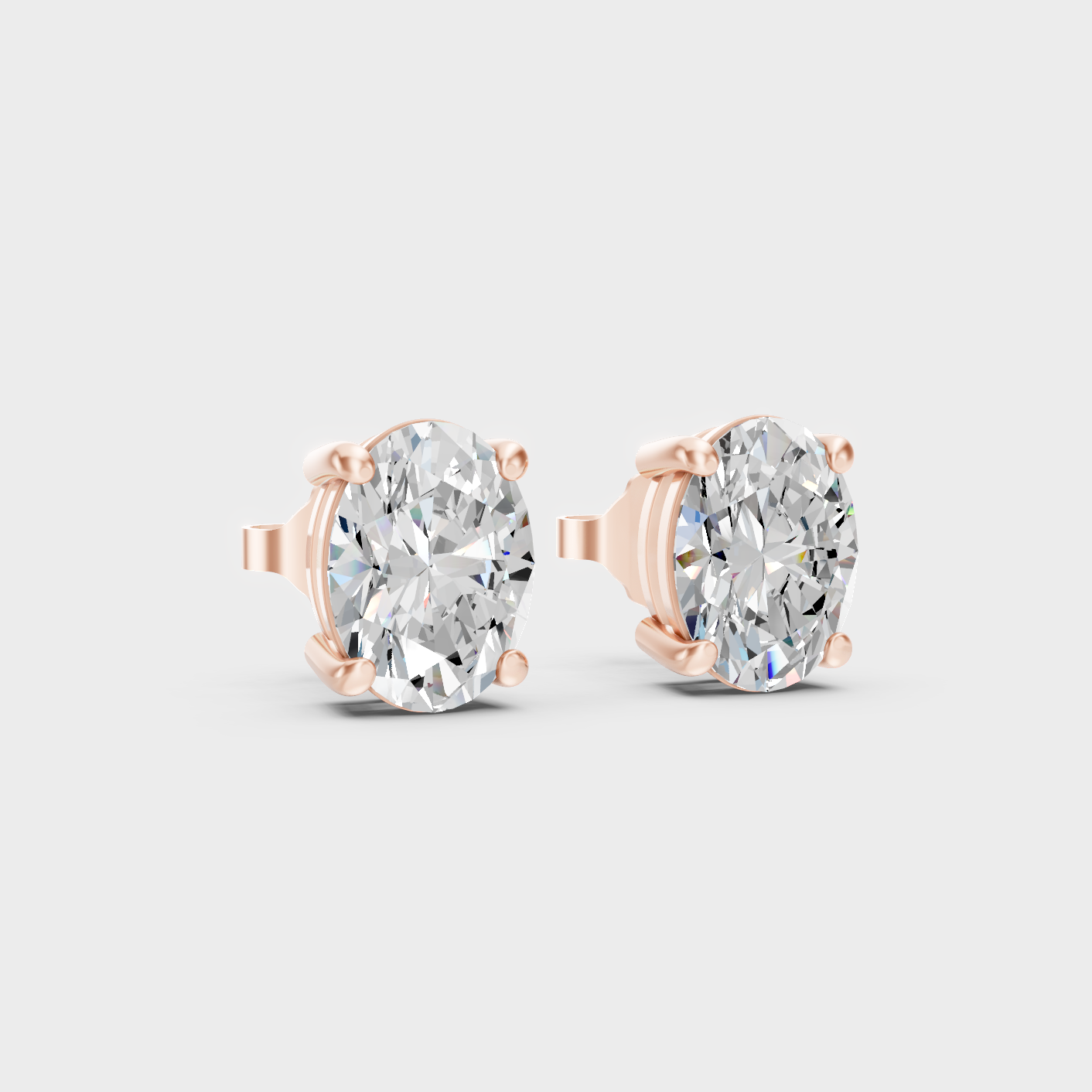 Rose Gold Oval Diamond Earrings 1 To 5 Ct Each Ethical Lab Grown Jewelry