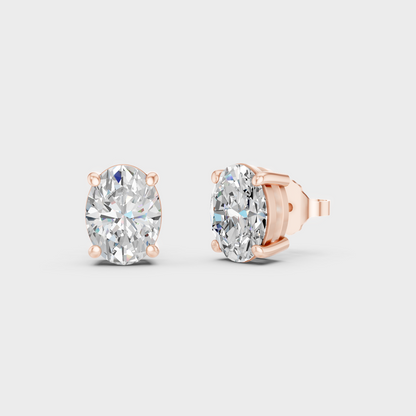 Oval Diamond Stud Earrings 1 To 5 Ct Each Lab Grown In Rose Gold Elegant Style