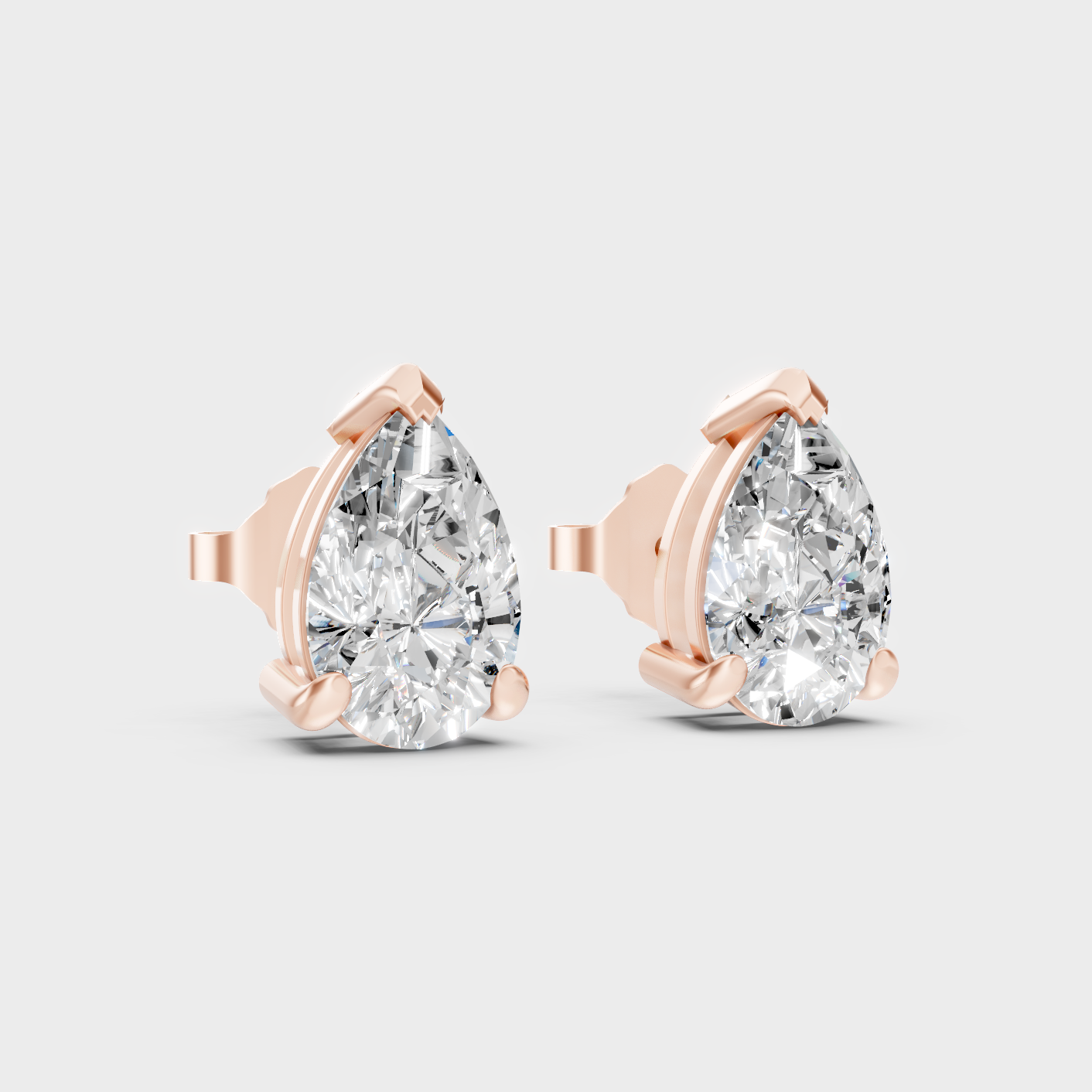 Rose Gold Pear Diamond Earrings 1 To 5 Ct Each Ethical Lab Grown Jewelry
