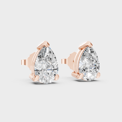 Rose Gold Pear Diamond Earrings 1 To 5 Ct Each Ethical Lab Grown Jewelry