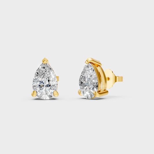 2 To 10 Ct Pear Cut Lab Grown Diamond Earrings In Yellow Gold Luxury Jewelry